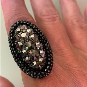 🔆Hematite Rhinestone stretch ring